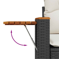 4-cz. sofa ogrodowa z poduszkami, czarny rattan PE i akacja
