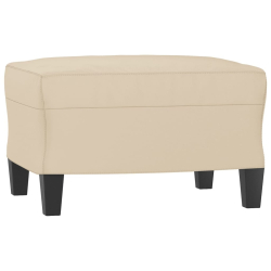 3-os. sofa z podnóżkiem, kremowa, 180 cm, obita mikrofibrą