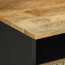 Stolik kawowy, czarny, 80x54x40 cm, lite surowe drewno mango