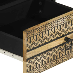 Stolik kawowy, czarny, 80x54x40 cm, lite surowe drewno mango