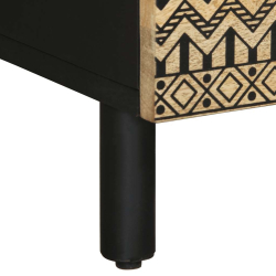 Stolik kawowy, czarny, 80x54x40 cm, lite surowe drewno mango