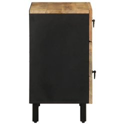 Szafka nocna, czarna, 50x33x60 cm, lite surowe drewno mango
