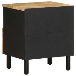 Szafka nocna, czarna, 40x33x46 cm, lite surowe drewno mango