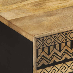 Stolik kawowy, czarny, 80x50x40 cm, lite surowe drewno mango