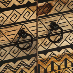 Stolik kawowy, czarny, 80x50x40 cm, lite surowe drewno mango