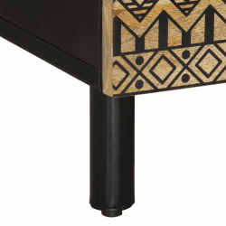 Stolik kawowy, czarny, 80x50x40 cm, lite surowe drewno mango
