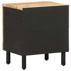 Szafki nocne, 2 szt., czarne, 40x33,5x46 cm, lite drewno mango