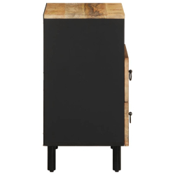 Szafka nocna, czarna, 50x33x62 cm, lite surowe drewno mango