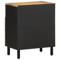 Szafka nocna, czarna, 50x33x62 cm, lite surowe drewno mango