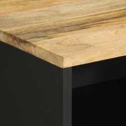 Szafka nocna, czarna, 50x33x62 cm, lite surowe drewno mango