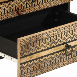 Szafka nocna, czarna, 50x33x62 cm, lite surowe drewno mango