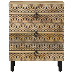 Szafka nocna, czarna, 50x33x62 cm, lite surowe drewno mango