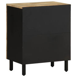 Szafka nocna, czarna, 50x33x62 cm, lite surowe drewno mango