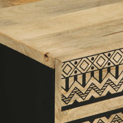 Szafka nocna, czarna, 50x33x62 cm, lite surowe drewno mango