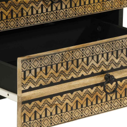 Szafka nocna, czarna, 50x33x62 cm, lite surowe drewno mango