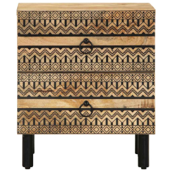 Szafka nocna, czarna, 40x33,5x46 cm, lite surowe drewno mango