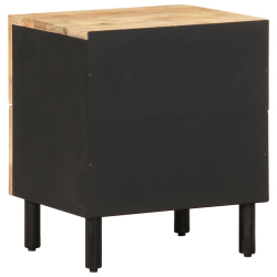 Szafka nocna, czarna, 40x33,5x46 cm, lite surowe drewno mango