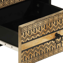 Szafka nocna, czarna, 40x33,5x46 cm, lite surowe drewno mango