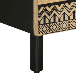 Szafka nocna, czarna, 40x33,5x46 cm, lite surowe drewno mango