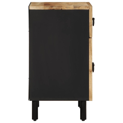 Szafka nocna, czarna, 50x33x60 cm, lite surowe drewno mango