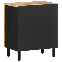 Szafka nocna, czarna, 50x33x60 cm, lite surowe drewno mango