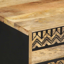 Szafka nocna, czarna, 50x33x60 cm, lite surowe drewno mango