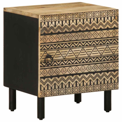 Szafka nocna, czarna, 40x33,5x46 cm, lite surowe drewno mango
