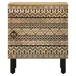Szafka nocna, czarna, 40x33,5x46 cm, lite surowe drewno mango