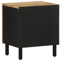 Szafka nocna, czarna, 40x33,5x46 cm, lite surowe drewno mango