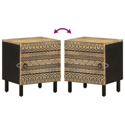 Szafka nocna, czarna, 40x33,5x46 cm, lite surowe drewno mango