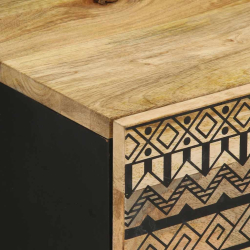 Szafka nocna, czarna, 40x33,5x46 cm, lite surowe drewno mango