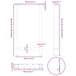 Nogi do stolika kawowego, czarne, 2 szt., 40x(90-91) cm, stal