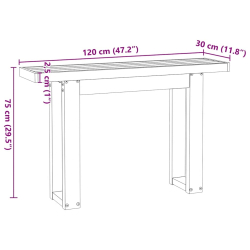 Stolik konsolowy, NOAIN, 120x30x75 cm, lite drewno sosnowe