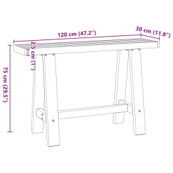 Stolik konsolowy, NOAIN, 120x30x75 cm, lite drewno sosnowe