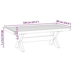 Stolik kawowy, NOAIN, 120x60x40 cm, lite drewno sosnowe
