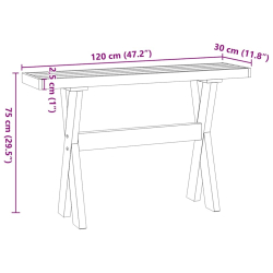Stolik konsolowy, NOAIN, 120x30x75 cm, lite drewno sosnowe