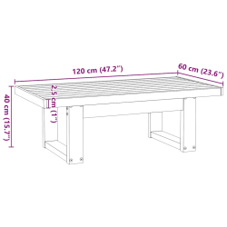 Stolik kawowy, NOAIN, 120x60x40 cm, lite drewno sosnowe