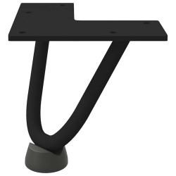Nogi do stołu Hairpin, 4 szt., czarne, 10 cm, lita stal