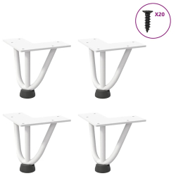 Nogi do stołu Hairpin, 4 szt., biale, 10 cm, lita stal