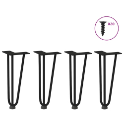Nogi do stołu Hairpin, 4 szt., czarne, 30 cm, lita stal