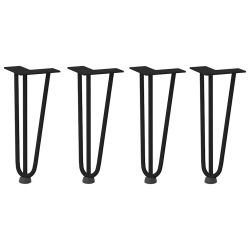 Nogi do stołu Hairpin, 4 szt., czarne, 30 cm, lita stal