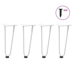 Nogi do stołu Hairpin, 4 szt., biale, 30 cm, lita stal