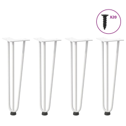 Nogi do stołu Hairpin, 4 szt., biale, 42 cm, lita stal