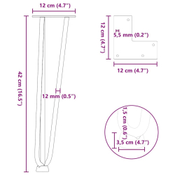 Nogi do stołu Hairpin, 4 szt., biale, 42 cm, lita stal