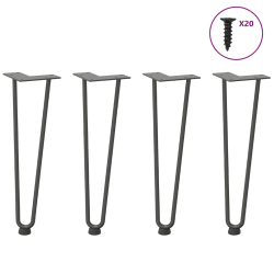 Nogi do stołu Hairpin, 4 szt., antracyt, 42 cm, lita stal
