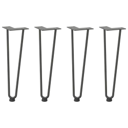 Nogi do stołu Hairpin, 4 szt., antracyt, 42 cm, lita stal