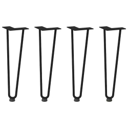 Nogi do stołu Hairpin, 4 szt., czarne, 42 cm, lita stal