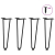 Nogi do stołu Hairpin, 4 szt., czarne, 42 cm, lita stal