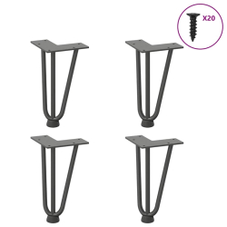 Nogi do stołu Hairpin, 4 szt., antracyt, 20 cm, lita stal