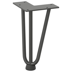 Nogi do stołu Hairpin, 4 szt., antracyt, 20 cm, lita stal